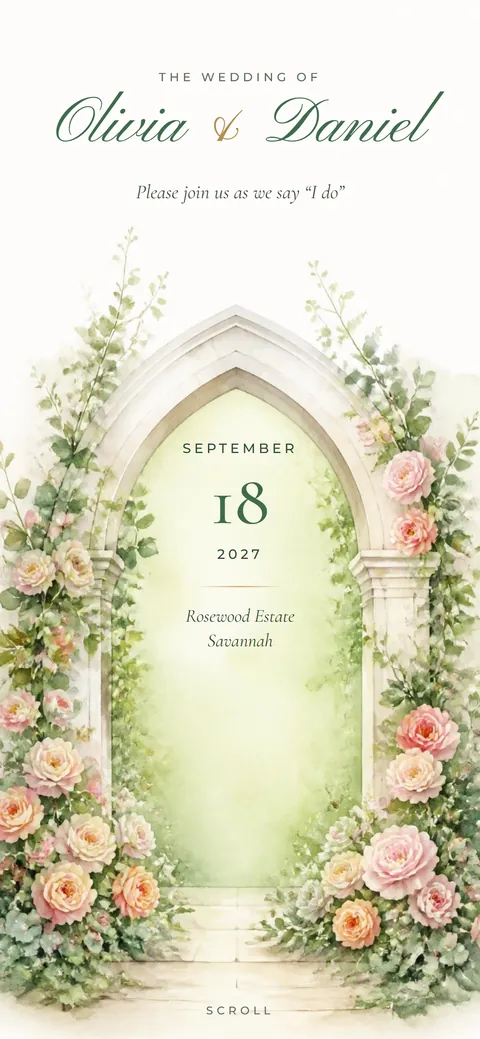 The Rose Arch design: a stone arch covered in climbing roses