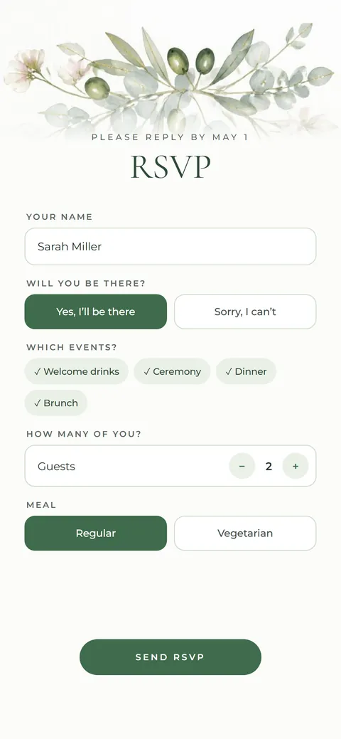 RSVP: Guests reply in a minute. No account and no app.