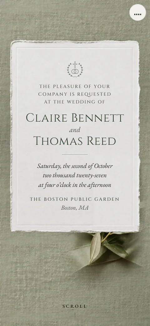 The Letterpress design: a deckled cotton card on sage linen