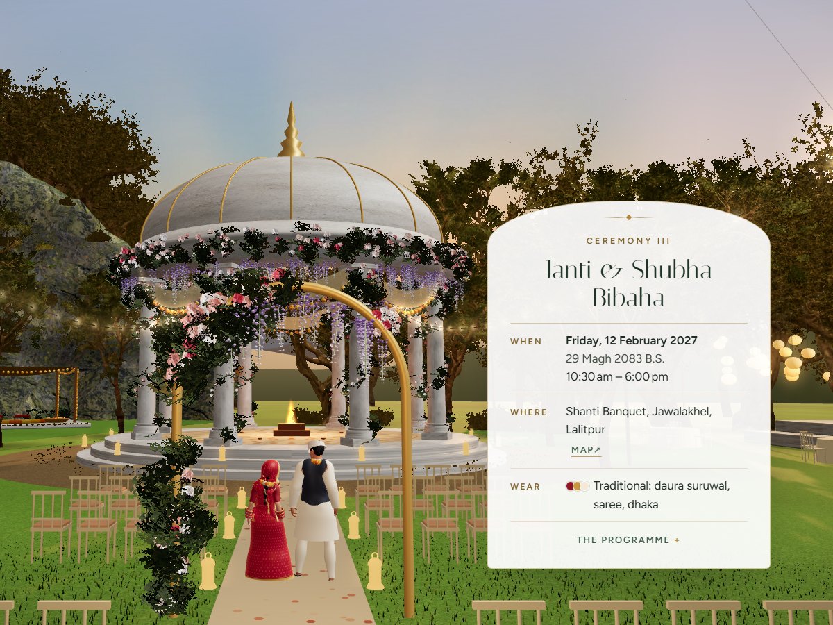 Bagaicha theme: a 3D garden with a domed pavilion and reflecting pool